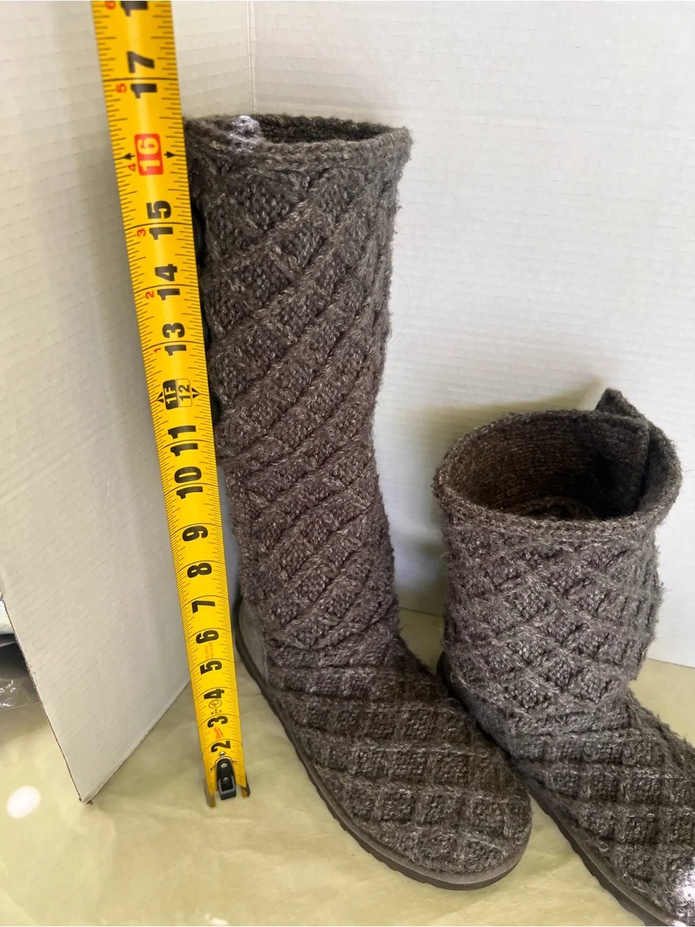 UGG Quilted Knit Button Mid-Calf Boots - Gray